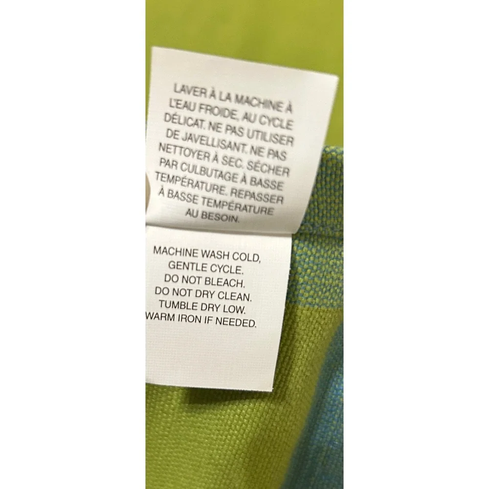 Pier 1 Imports Placemats Set/6 Lime Green Blue Border Cotton Color-Block Summer
